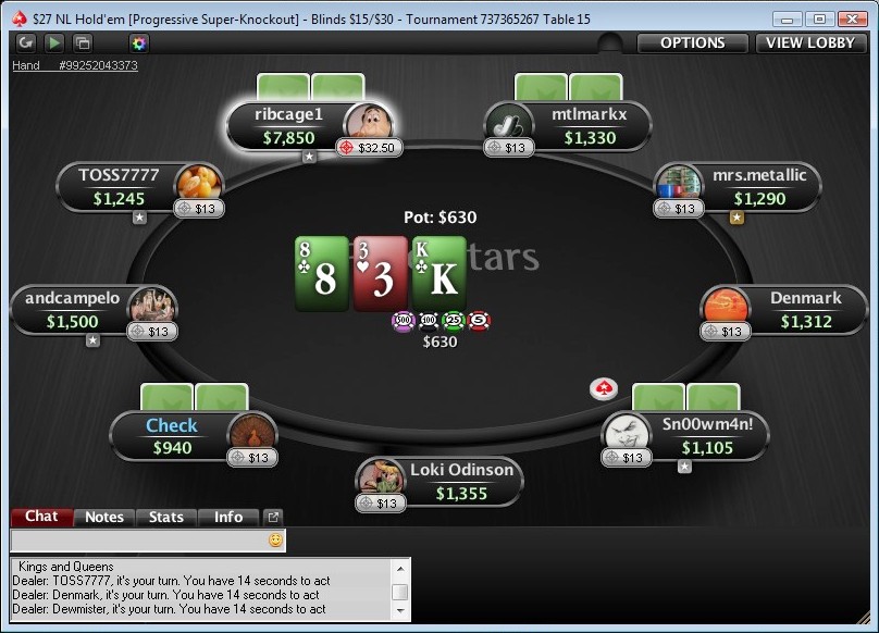 $27 Progressive Super-Knockout PokerStars Progressive Bounty Events