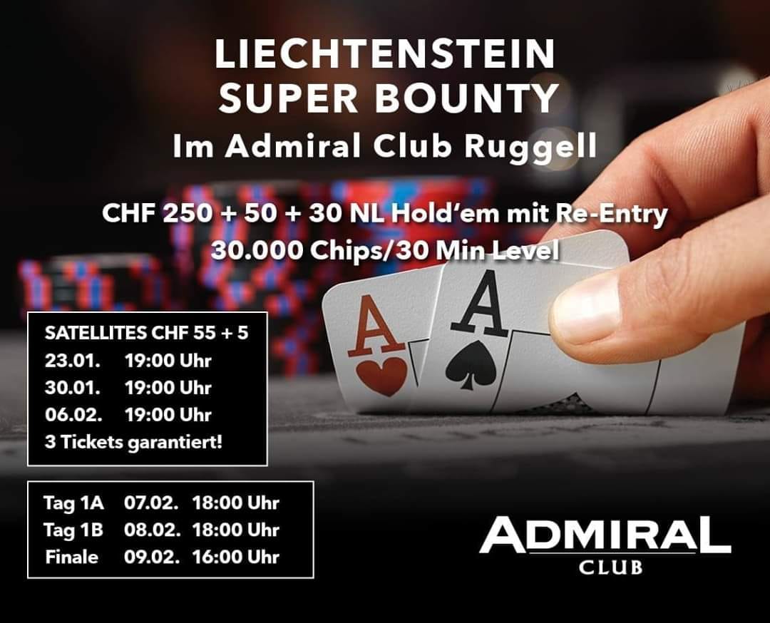 Admiral Poker Club Ruggell: Dönerstag meets Liechtenstein Super Bounty