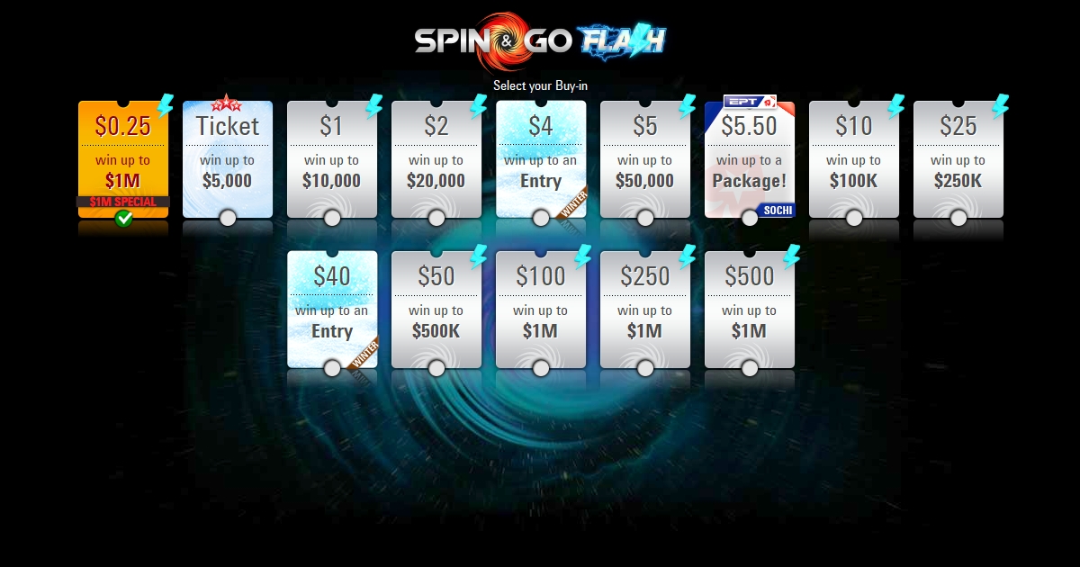 PokerStars Spin & Gos: mit $0,25 satte $1.000.000 gewinnen!