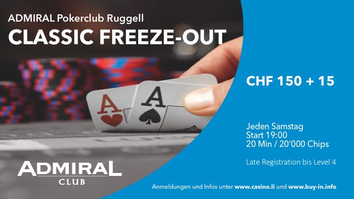 Admiral Poker Club Ruggell: Teilung beim Classic Freezeout