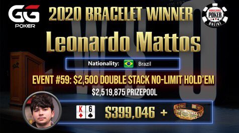 GGPoker WSOP: Christopher Pütz unterliegt Leonardo Mattos beim Double Stack