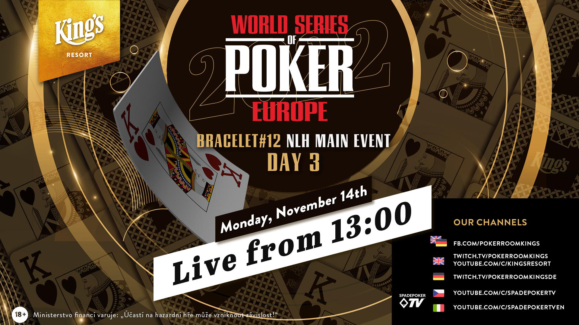 King’s WSOPE:  Main Event Tag 3 – Livestream