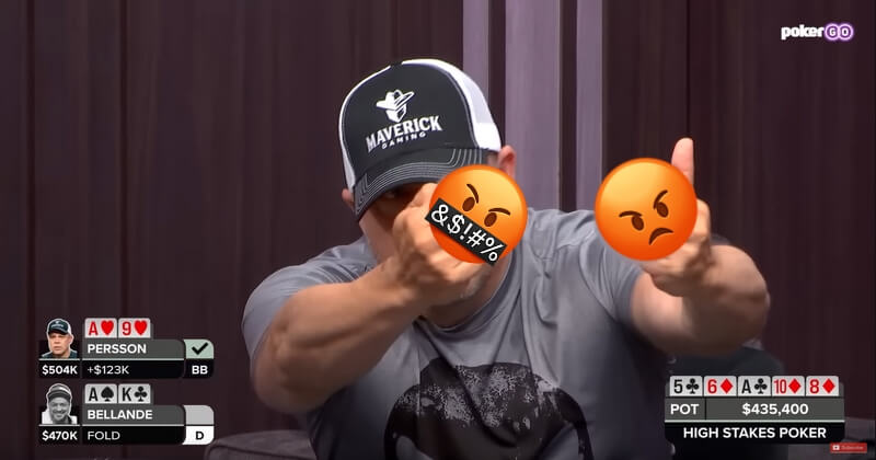 High Stakes Poker: Eric Persson bedankt sich mit dem Stinkefinger