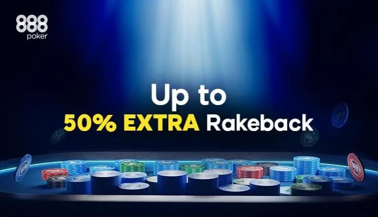 888poker: 50% Extra Rakeback Aktion nun dauerhaft
