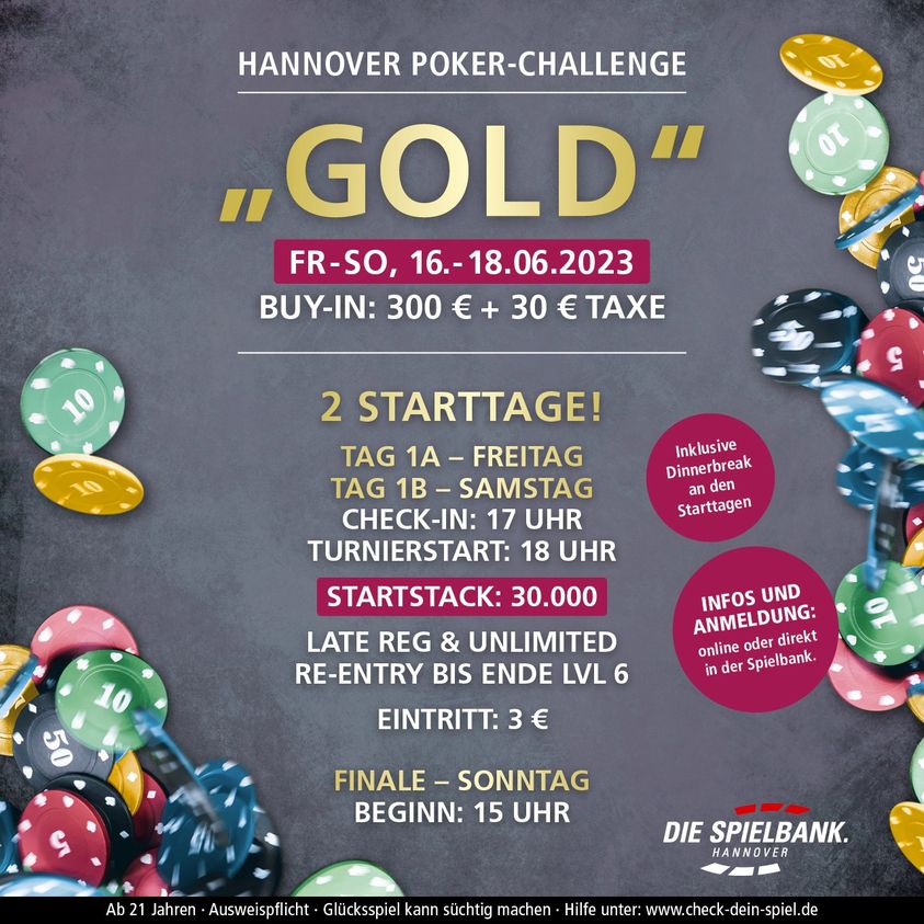 Spielbank Hannover lädt zur Poker Challenge Gold