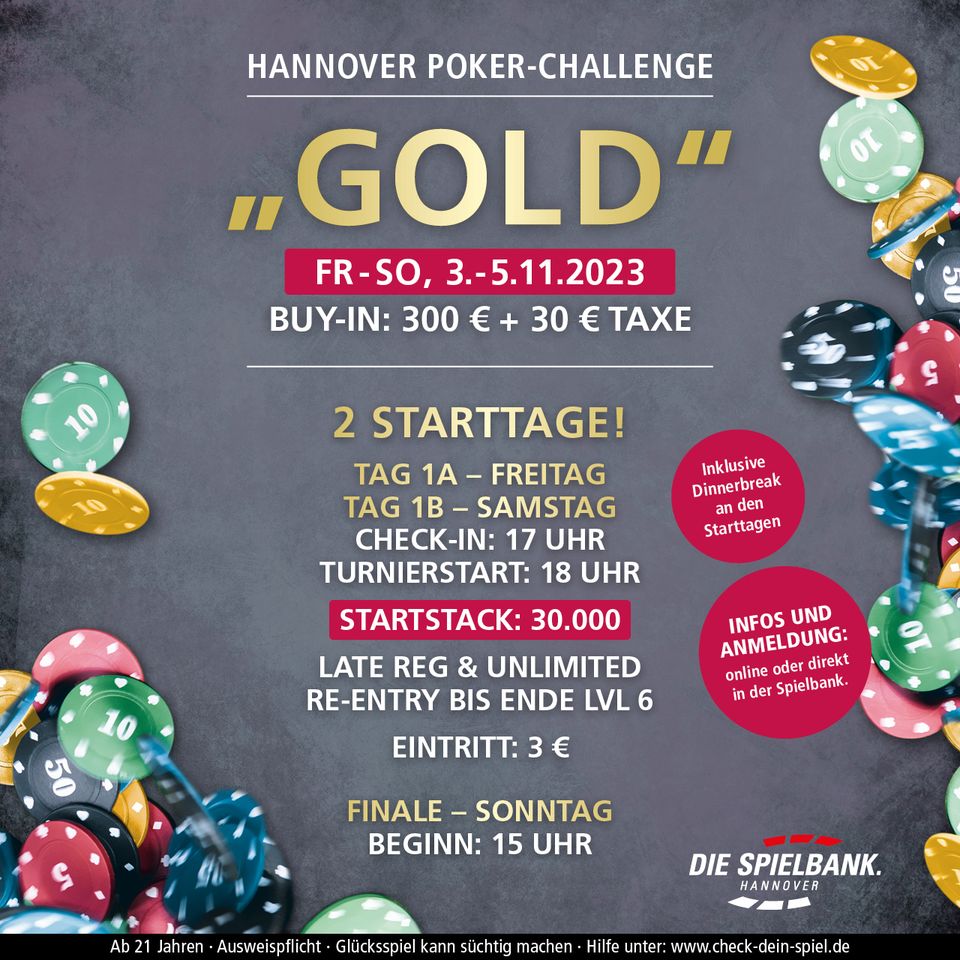 Spielbank Hannover: Full House bei der Poker Challenge Gold