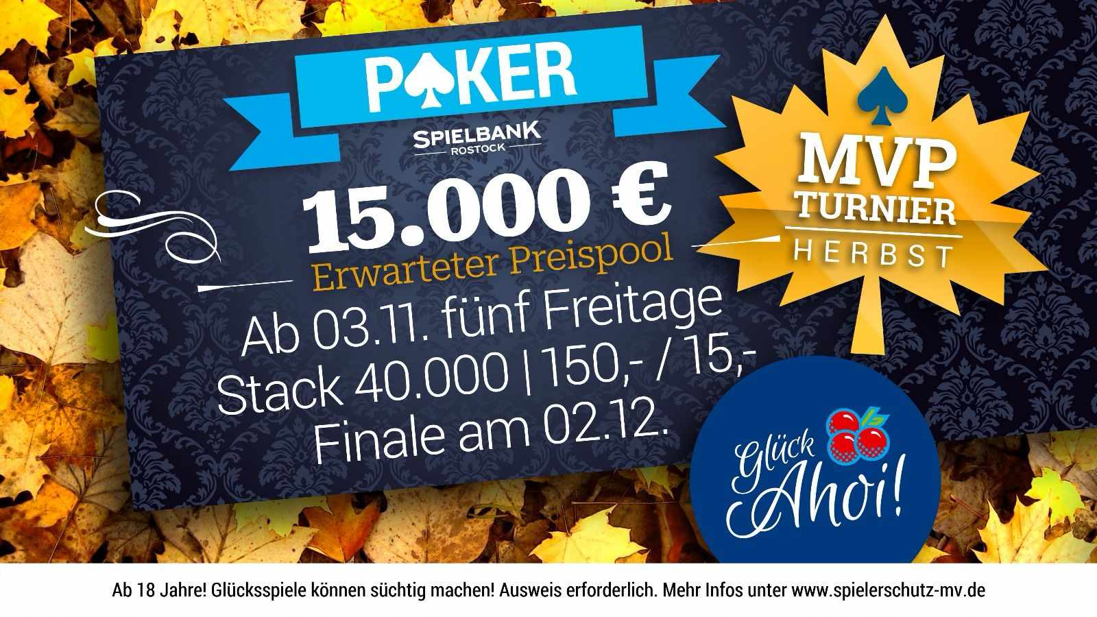Spielbank Rostock: Die nächsten vier Finalsten beim MVP Herbst Turnier