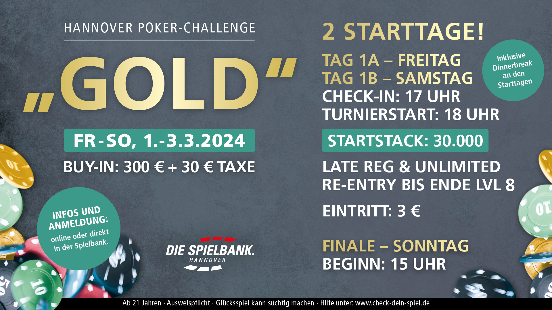 Spielbank Hannover: Die nächste Poker Challenge Gold wartet