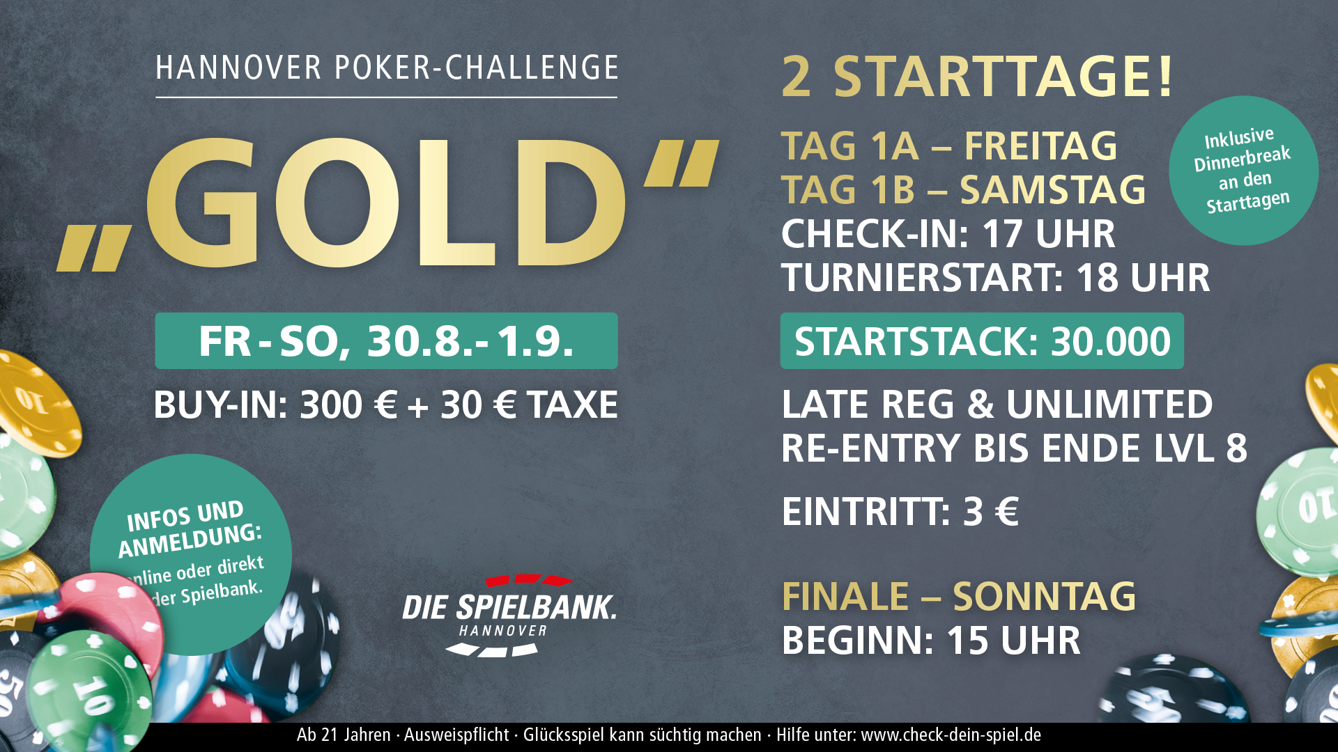 Spielbank Hannover lädt wieder zur Poker Challenge Gold