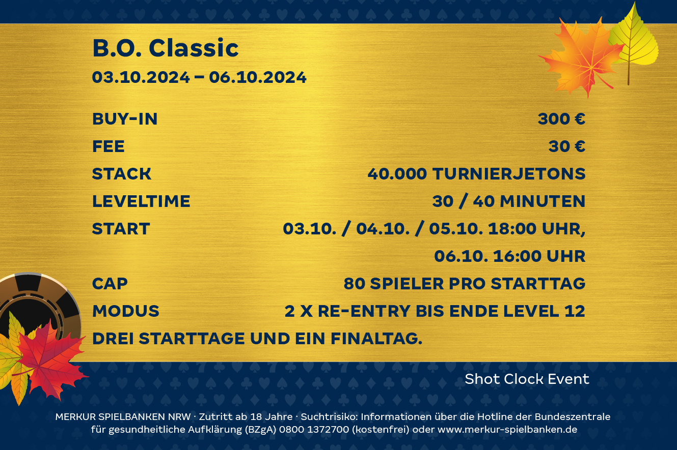Casino Bad Oeynhausen lädt wieder zur B.O. Classic