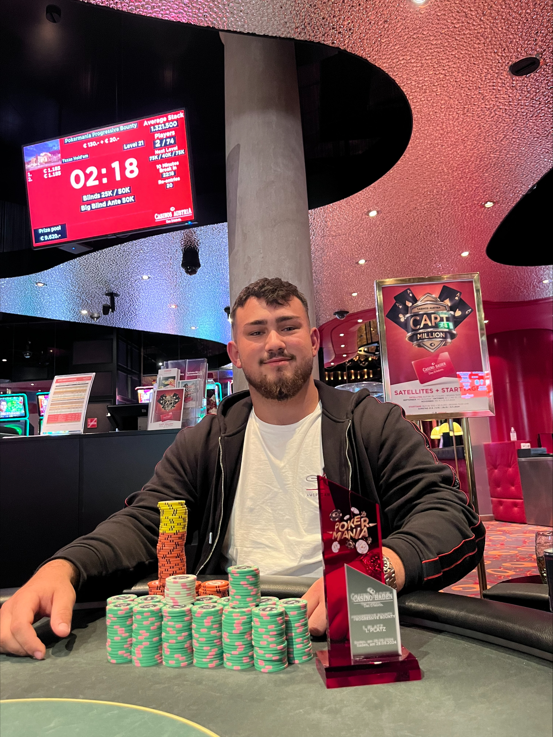Casino Baden: Mathias Kiracti gewinnt das Pokermania PKO