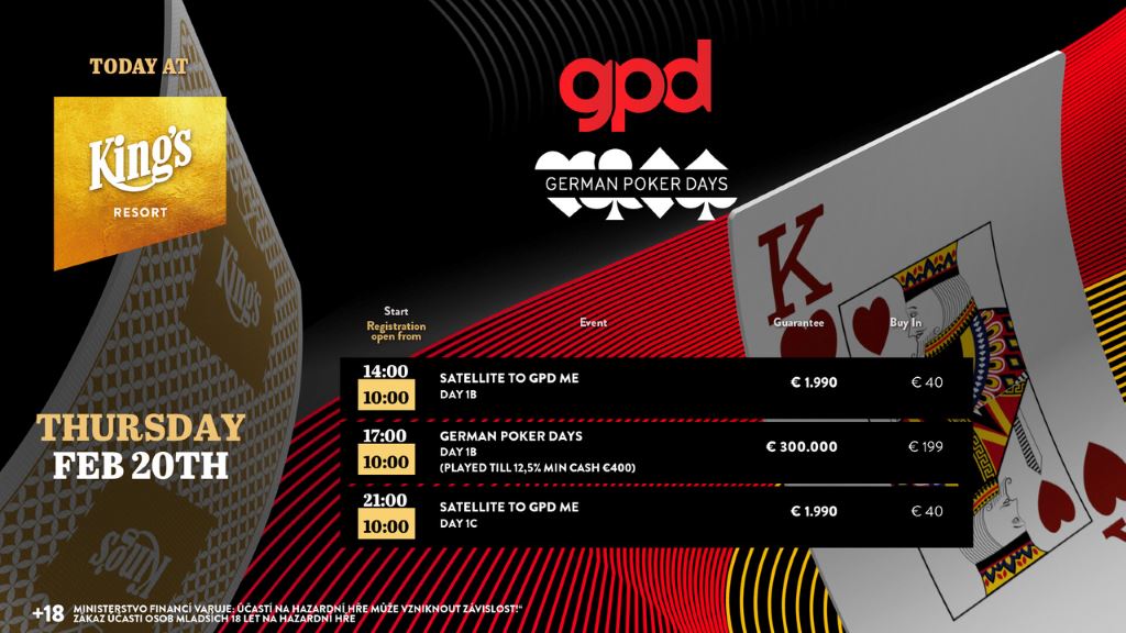 German Poker Days Turnier im King's Resort Rozvadov – Zeitplan und Preisgelder.