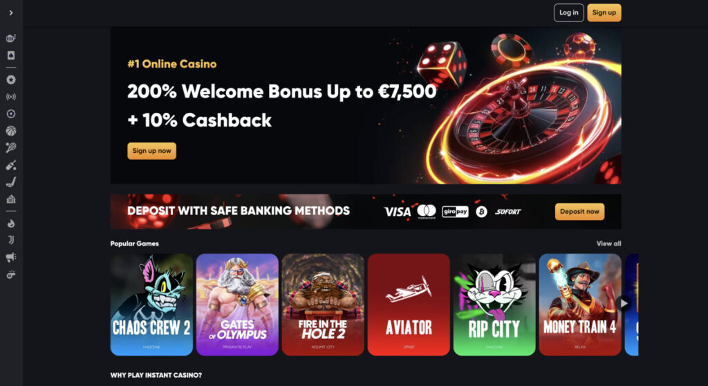 Instant Casino Homepage