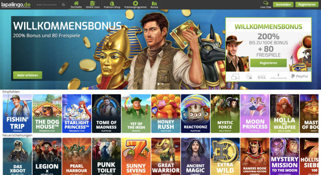 Lapalingo Casino DE Homepage