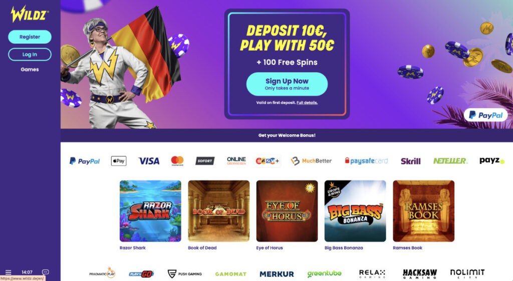 Wildz Casino DE Homepage
