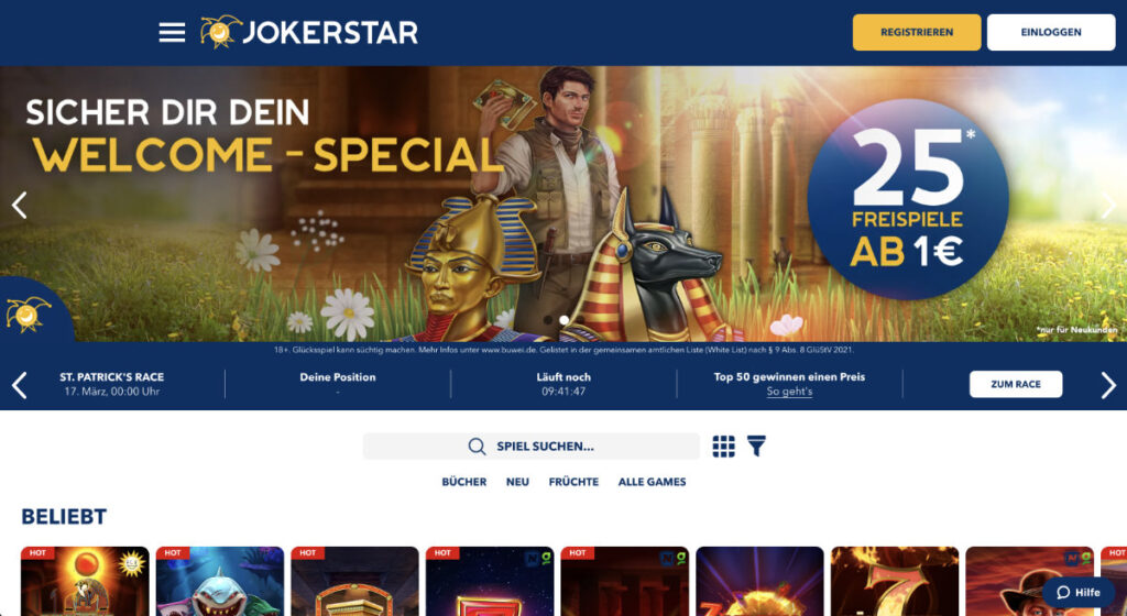 Jokerstar Casino Homepage