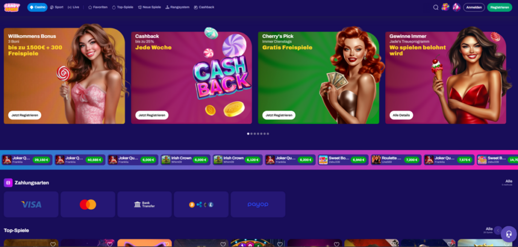 CandySpinz Casino Homepage