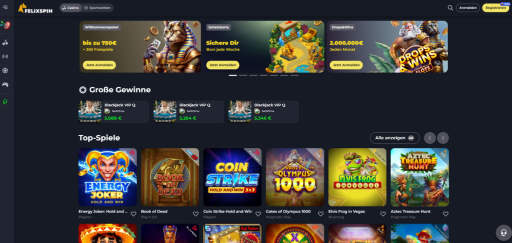 FelixSpin Casino Homepage