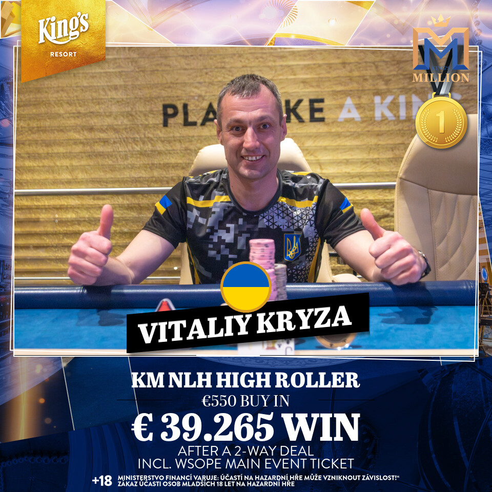 Vitaliy Kryza triumphiert beim KM NLH High Roller im King's Resort