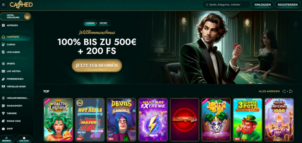 Cashed Casino Homepage