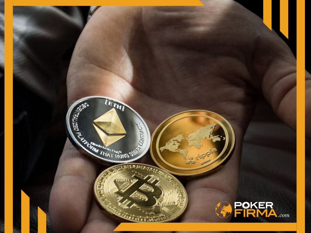 Krypto-Coins in Hand.