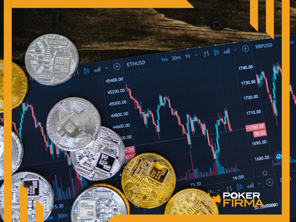 Krypto-Coin vor Graph.