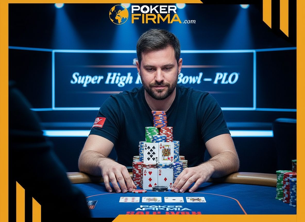 Sam Soverel in einer dramatischen Pokerszene am Finaltisch während eines entscheidenden Moments gegen Joao Simao.